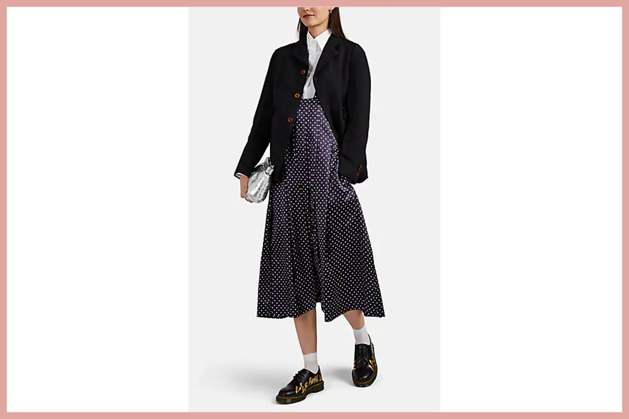 COMME DES GARÇONS COMME DES GARÇONS Polka Dot Satin Pleated Apron Dress