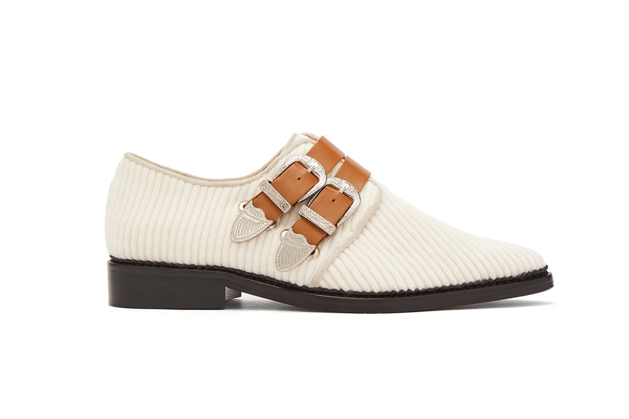 Corduroy Double Buckle Loafers
