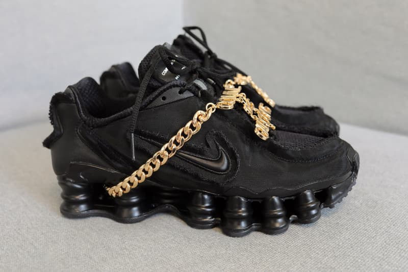 comme des garcons nike shox black white chain release