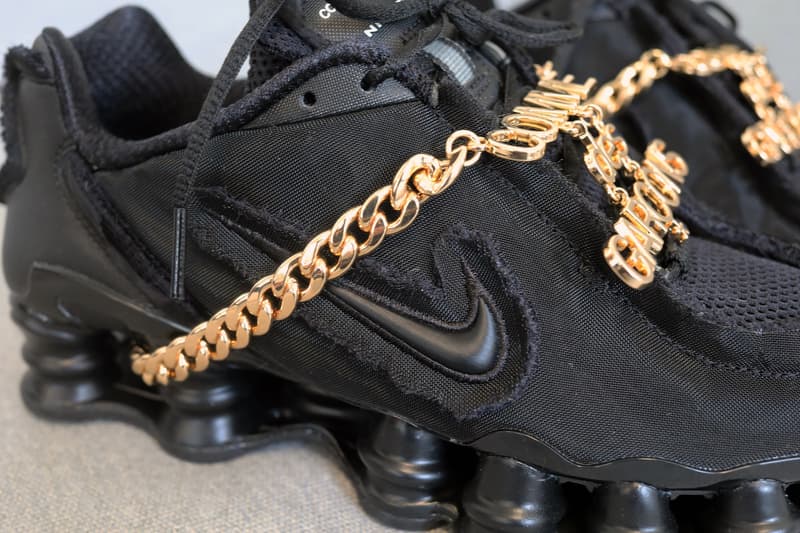 comme des garcons nike shox black white chain release