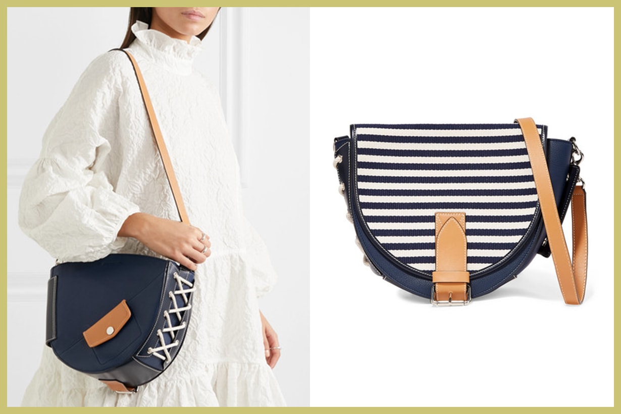 JW ANDERSON Bike Lace-Up Leather and Canvas Shoulder Bag