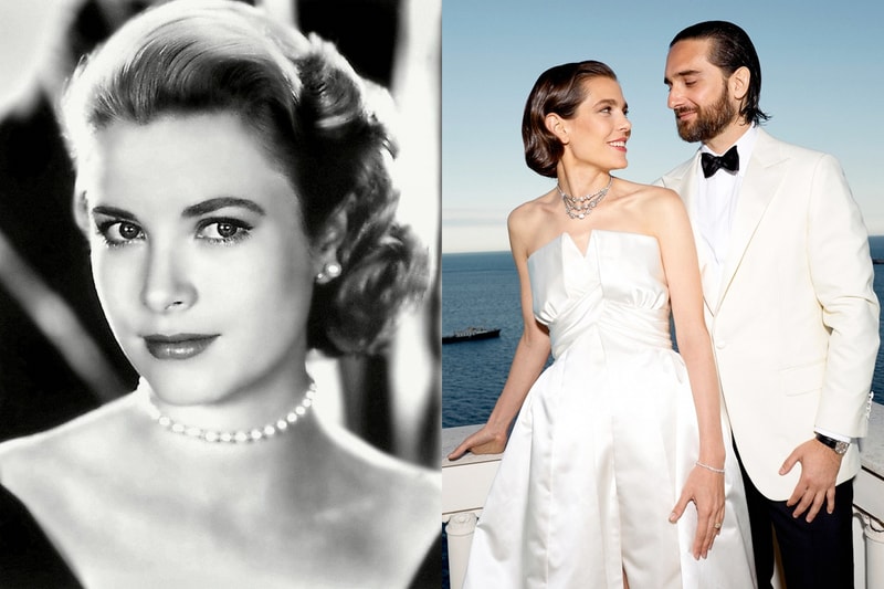 Charlotte Casiraghi wedding dress chanel saint laurent monaco Grace Kelly