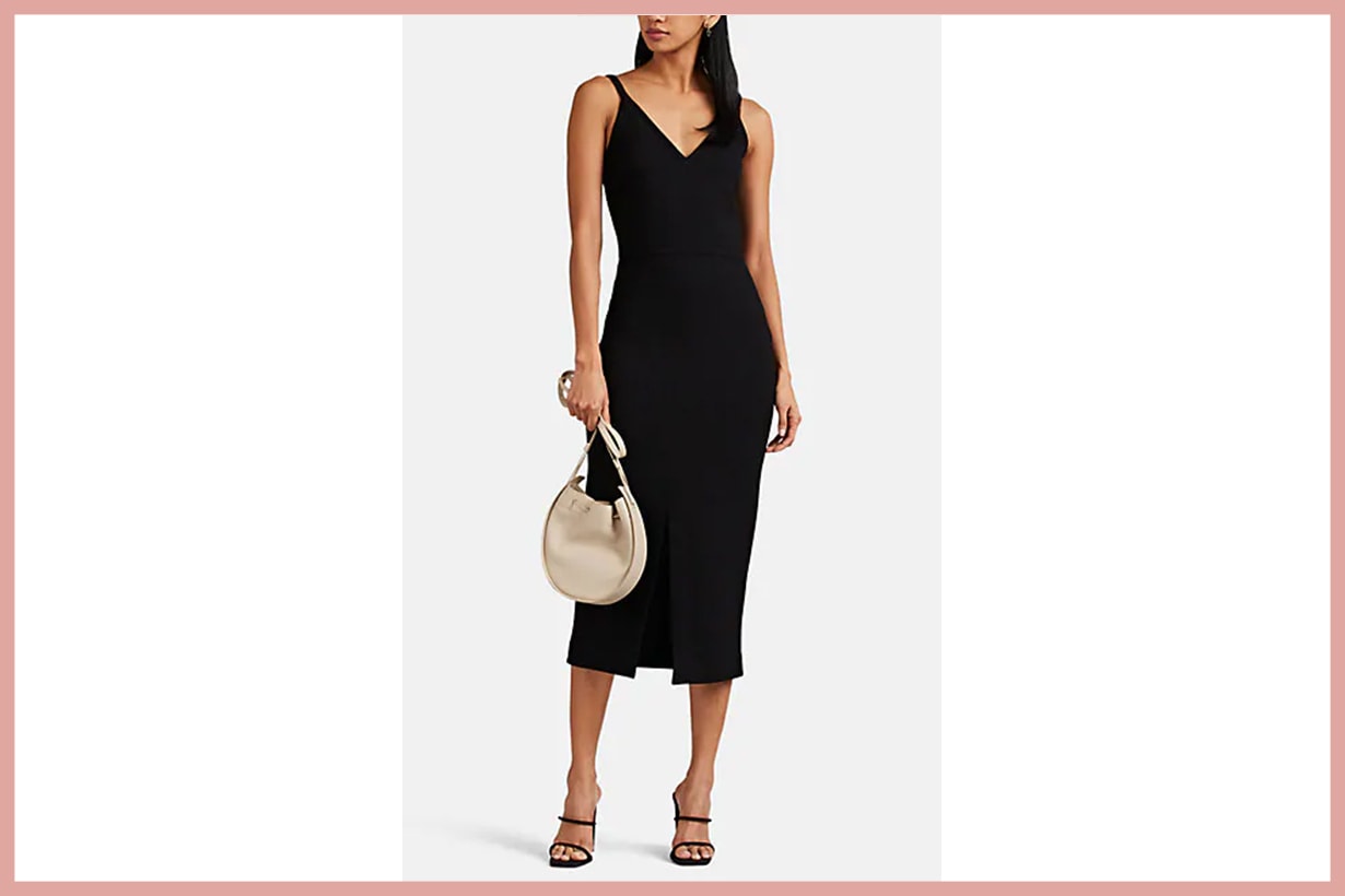 LISA PERRY Front-Slit Wool Crepe Dress