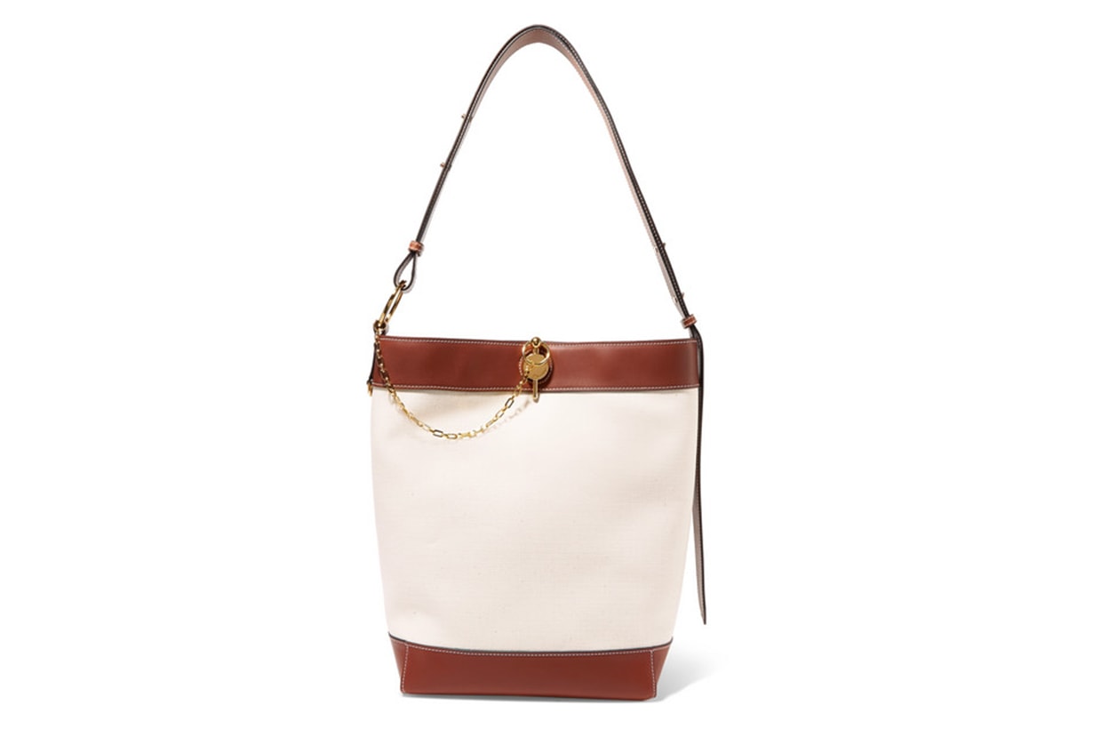 Lock Leather-Trimmed Canvas Tote