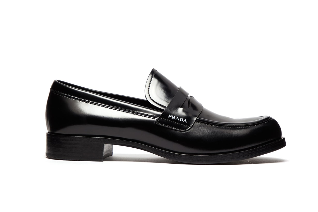Prada Logo Leather Penny Loafers