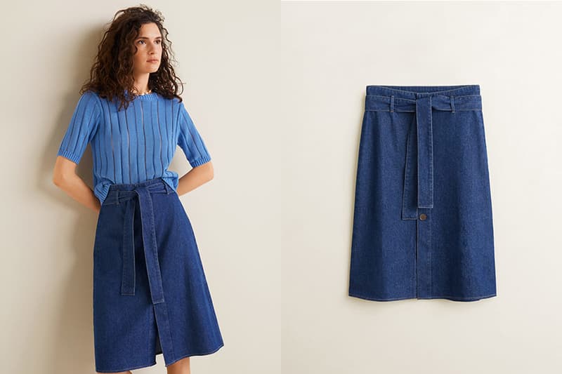 Mango Denim belt skirt