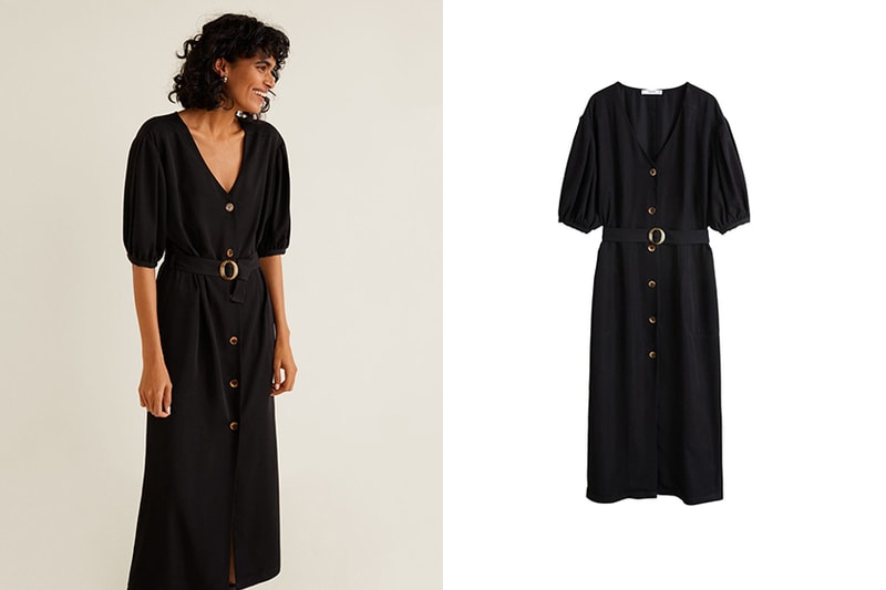 Mango Buttoned bow dress