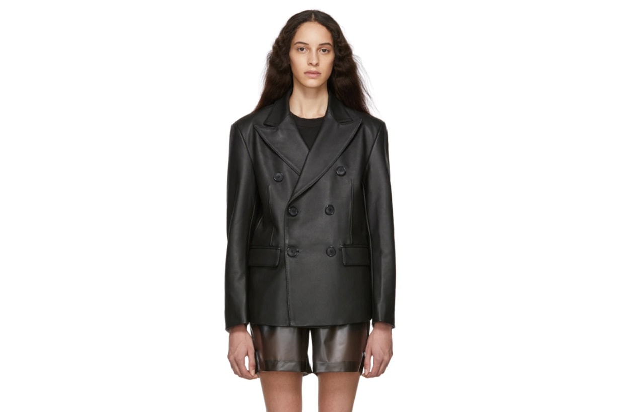 MISBHV Black Leather Double-Breasted Blazer