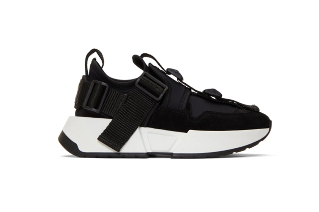 MM6 Maison Margiela Black Safety Strap Platform Sneakers