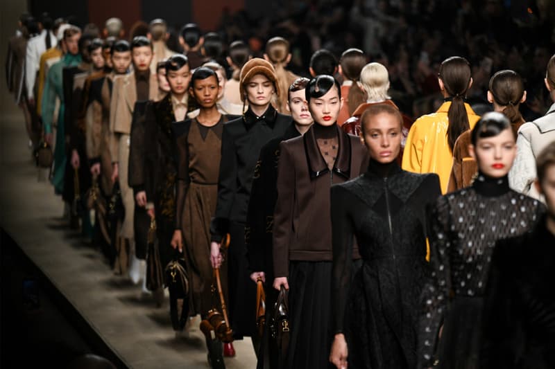 Models on the Fall 2019 Fendi runway in Milan