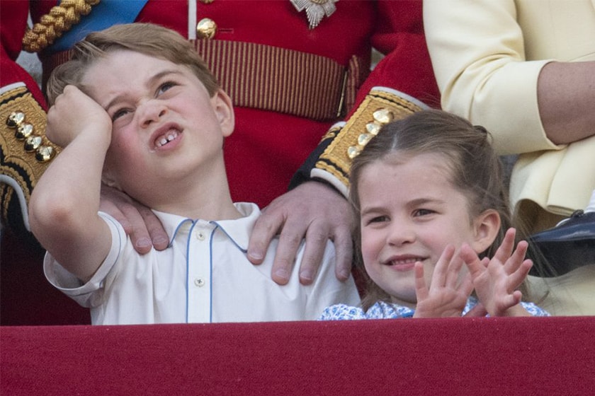 prince george bored pose and prince louis prince harry same outfit trooping the colour 2019