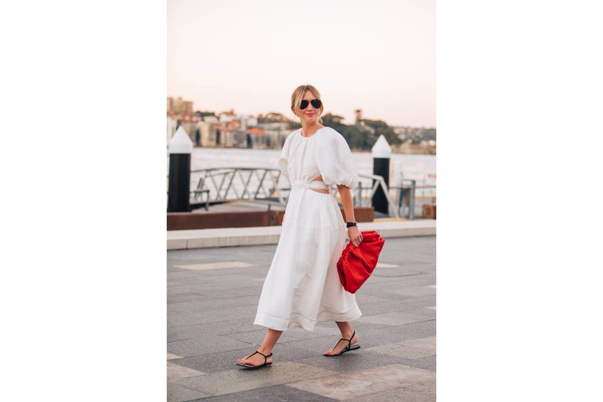 White Dress Sandals Street Style