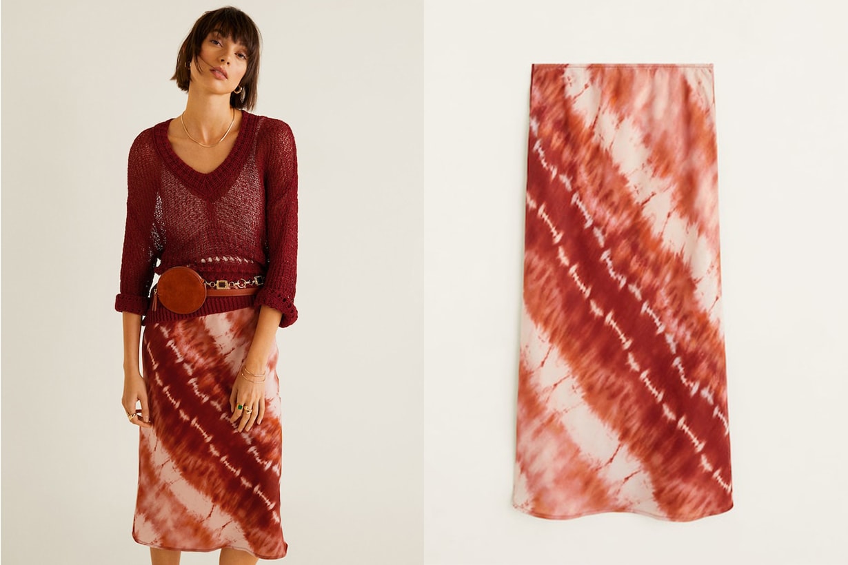 Mango Tie-dye midi skirt