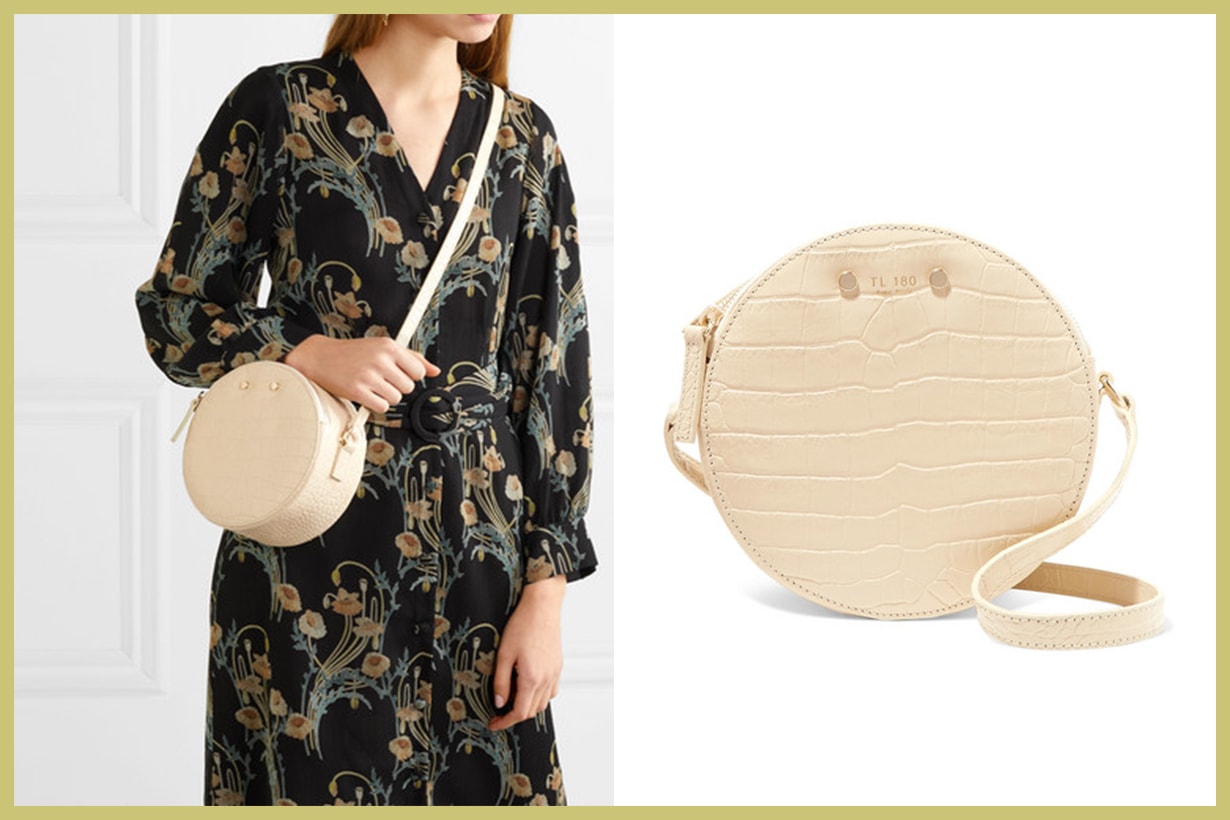 TL-180 Tambour Croc-Effect Leather Shoulder Bag