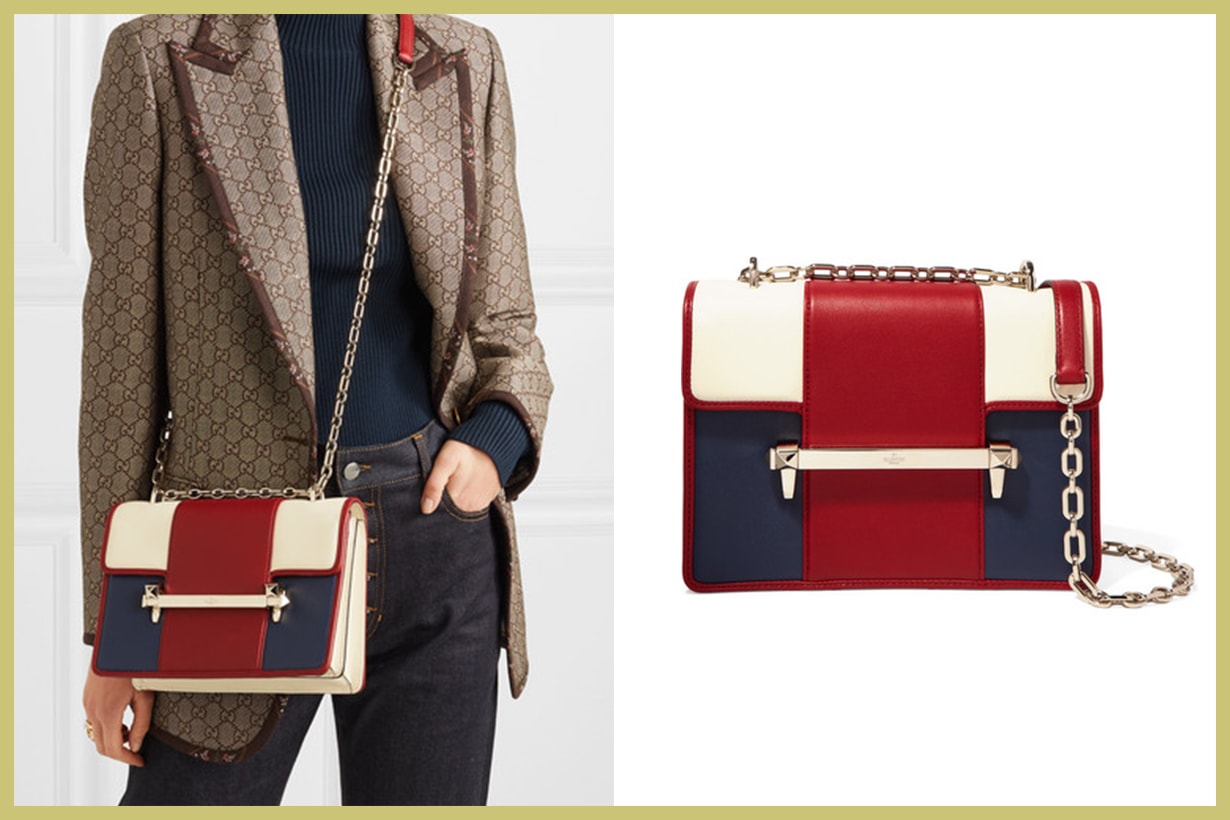 VALENTINO Valentino Garavani Uptown Medium Color-Block Leather Shoulder Bag