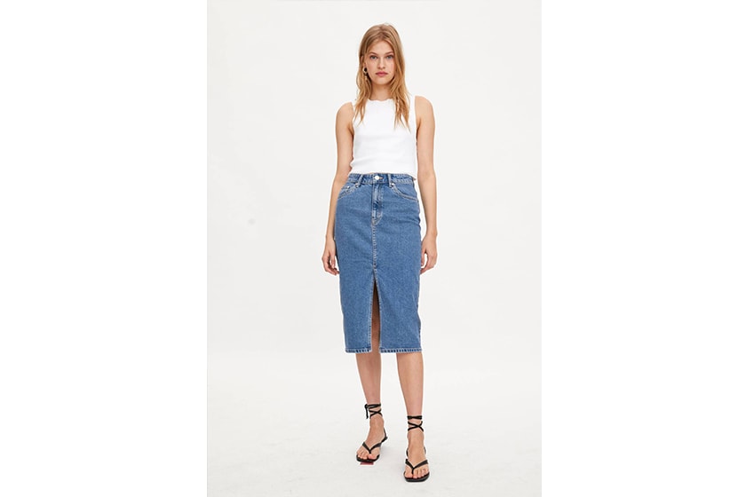 Zara Denim MIDI Skirt