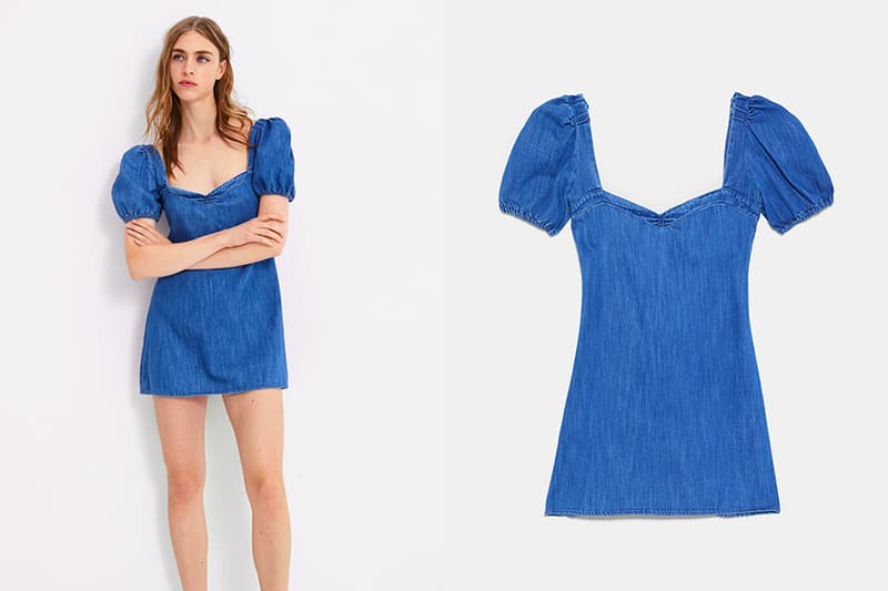 ZARA DENIM DRESS WITH PUFFY SLEEVES