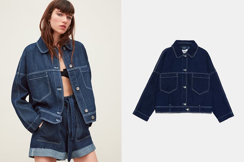 ZARA DENIM JACKET WITH CONTRAST TOPSTITCHING