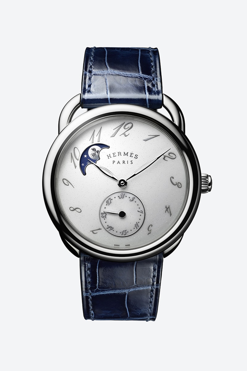 Hermes Arceau Petite lune blue sapphire alligator strap