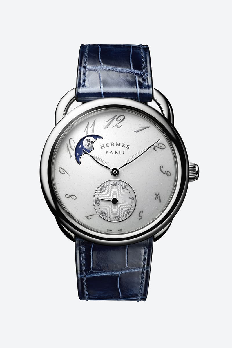 Hermes Arceau Petite lune blue sapphire alligator strap