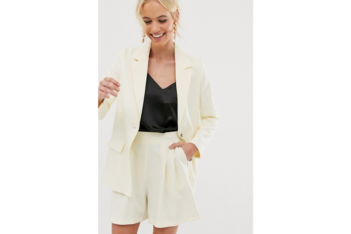 ASOS DESIGN Soft Suit Blazer in Buttermilk