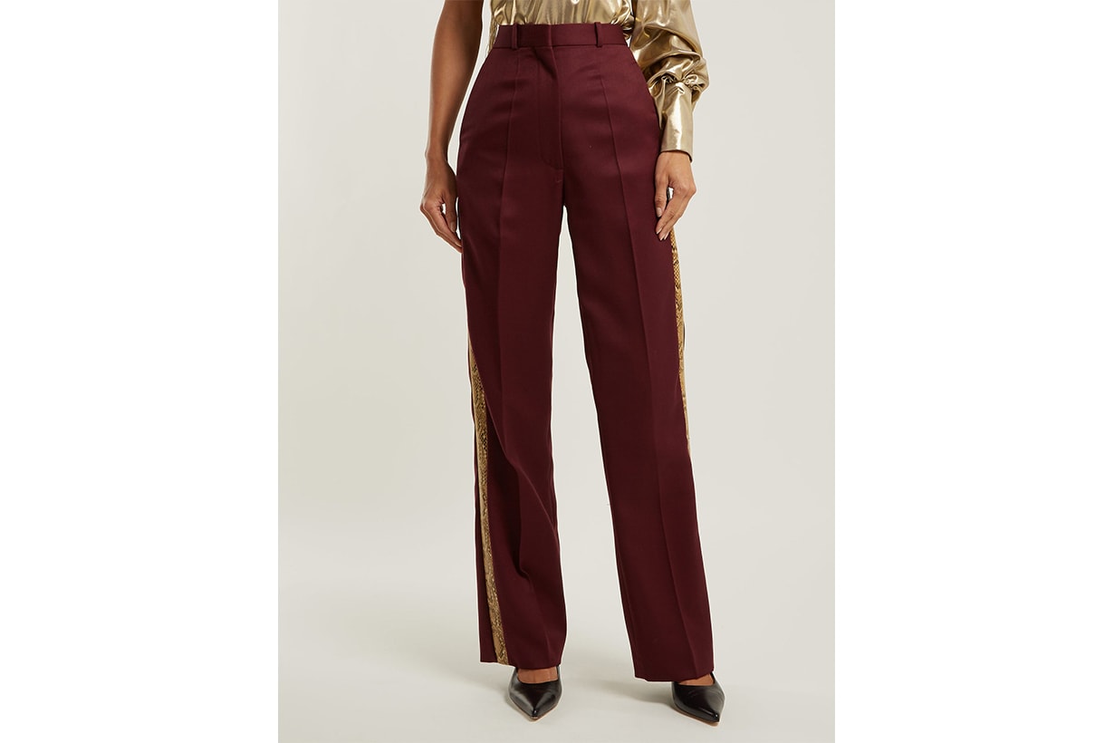 Bathorea Faux Snake-Trimmed Wool-Blend Trousers
