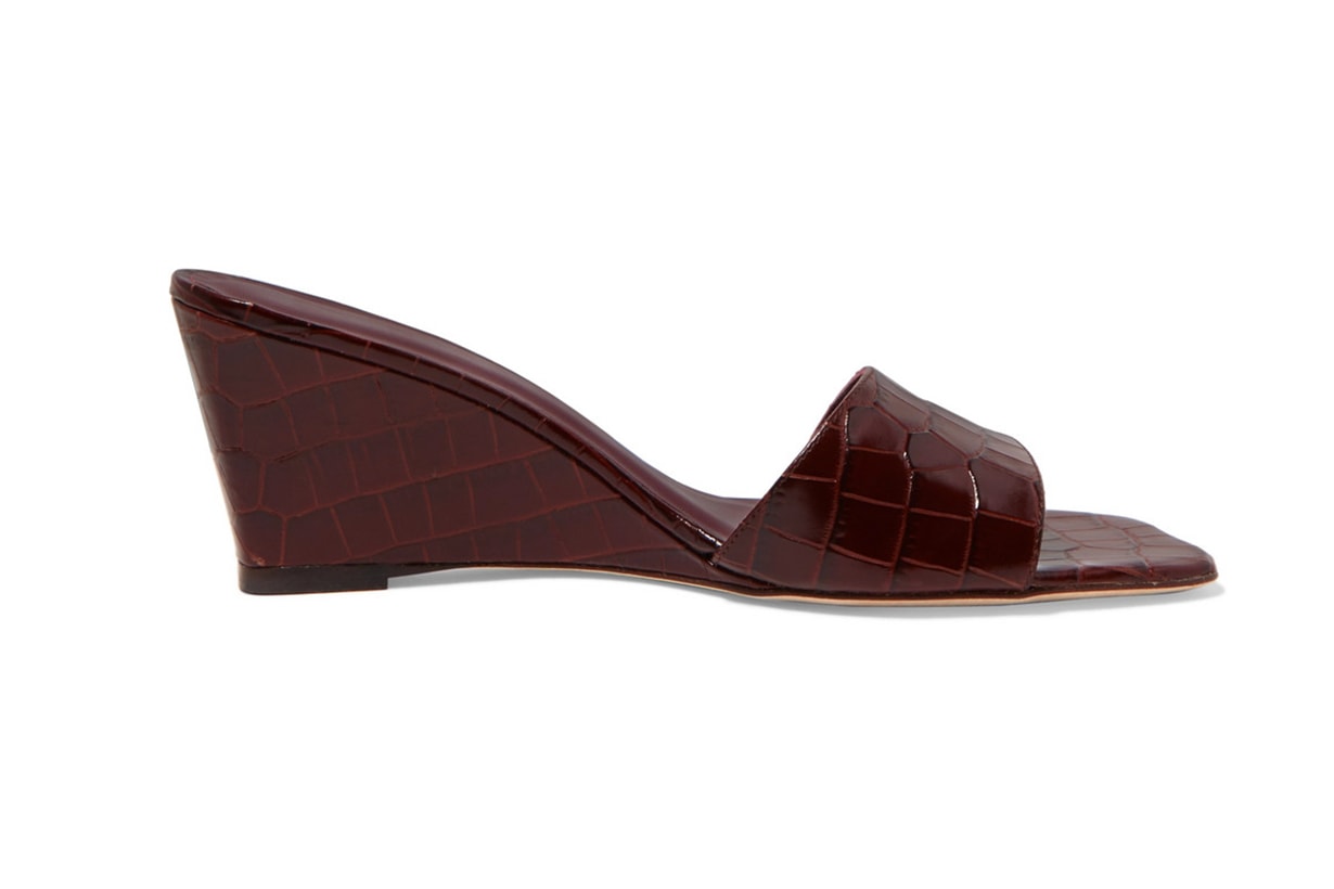 Billie Croc-Effect Leather Wedge Mules