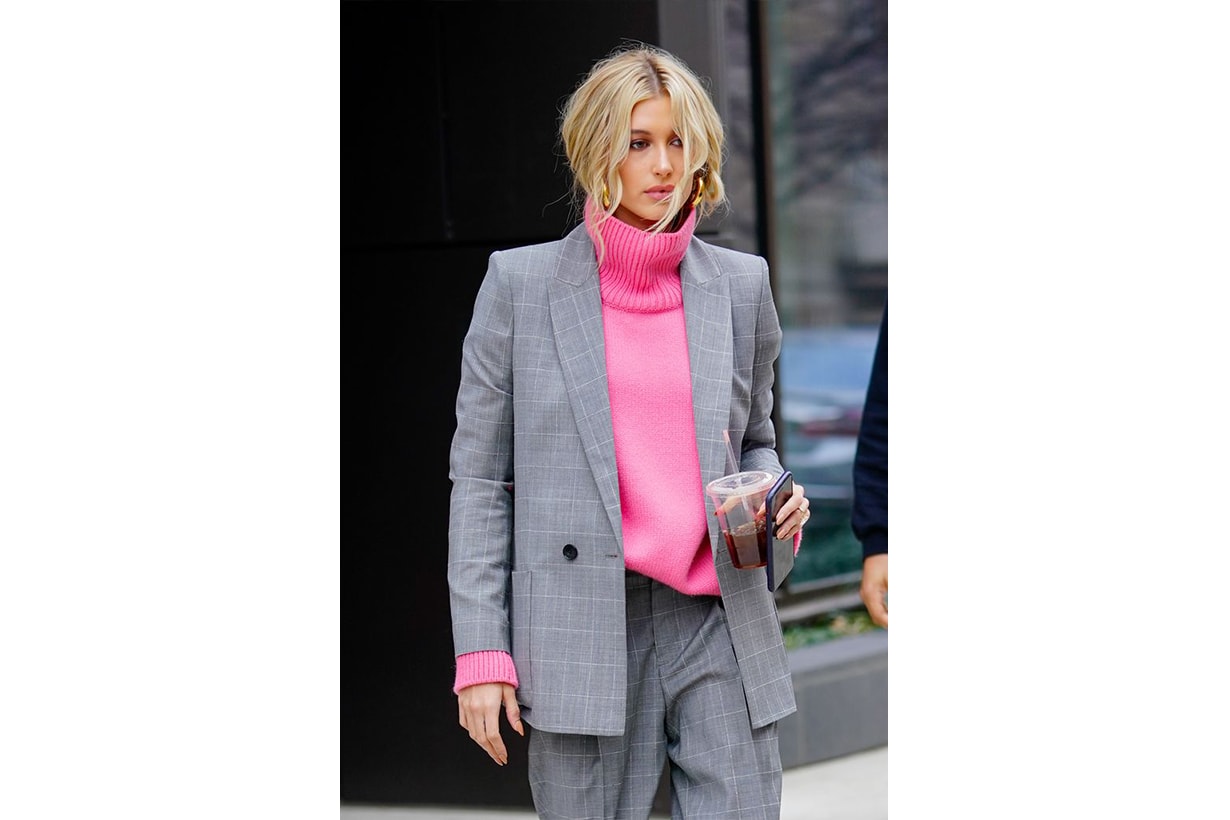 Hailey Baldwin Checked Blazer