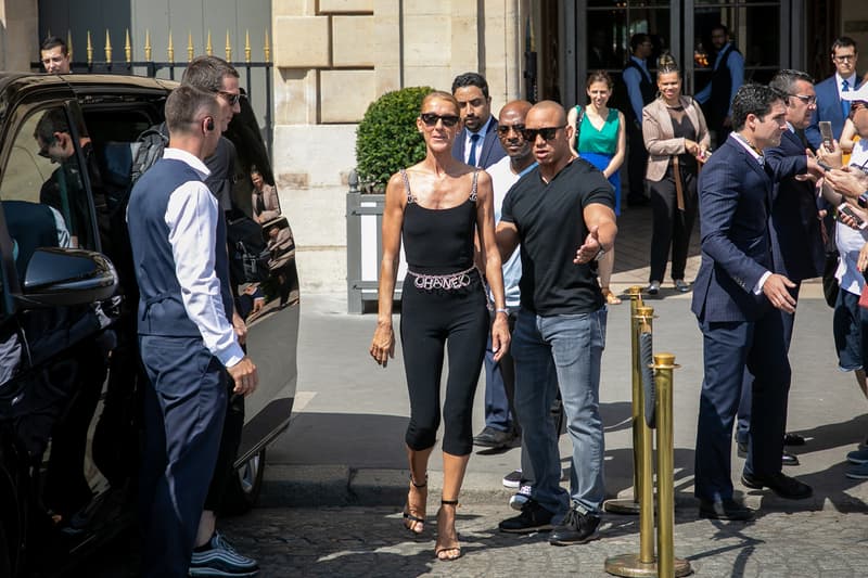 celine dion chanel paris haute couture bodysuit bike shorts