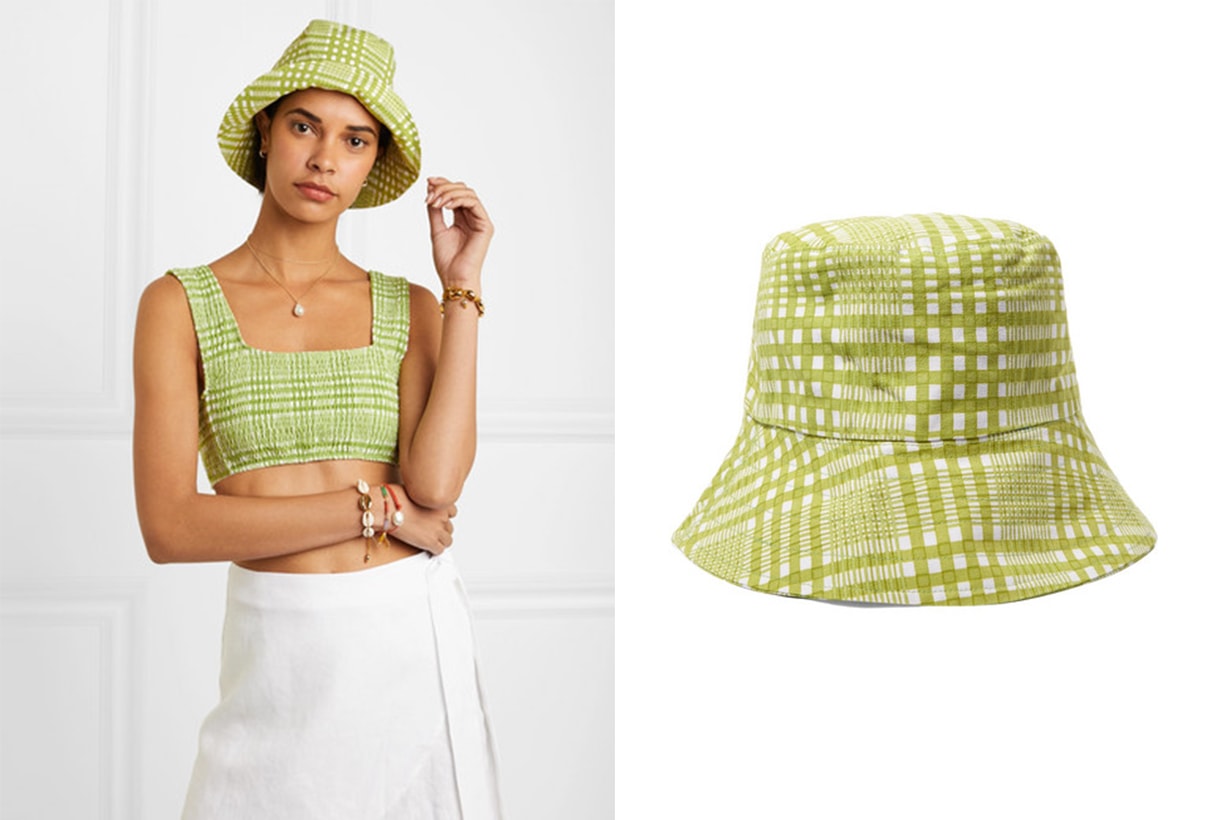 Checked Cotton-Canvas Bucket Hat