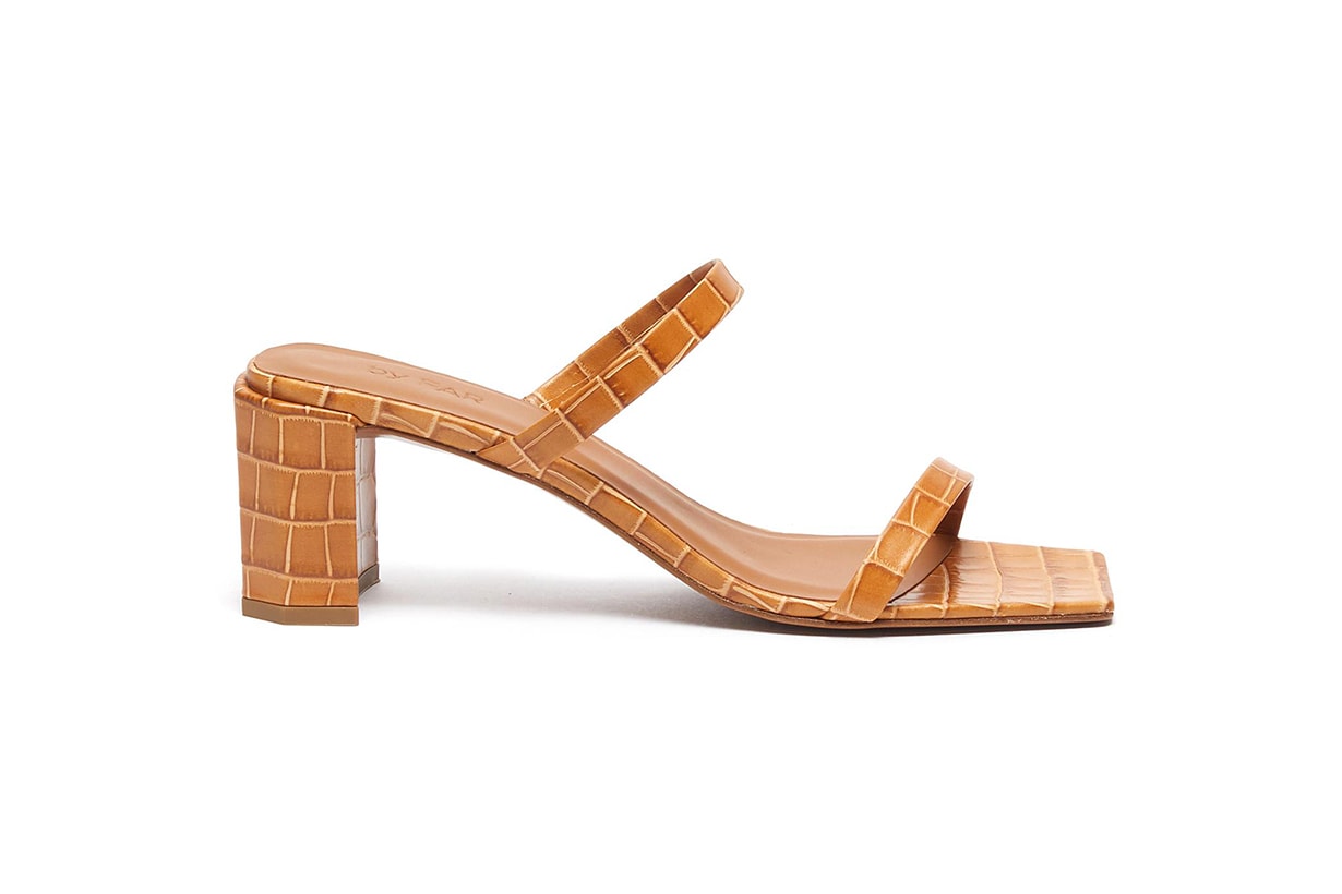Croc-Embossed Leather Sandals