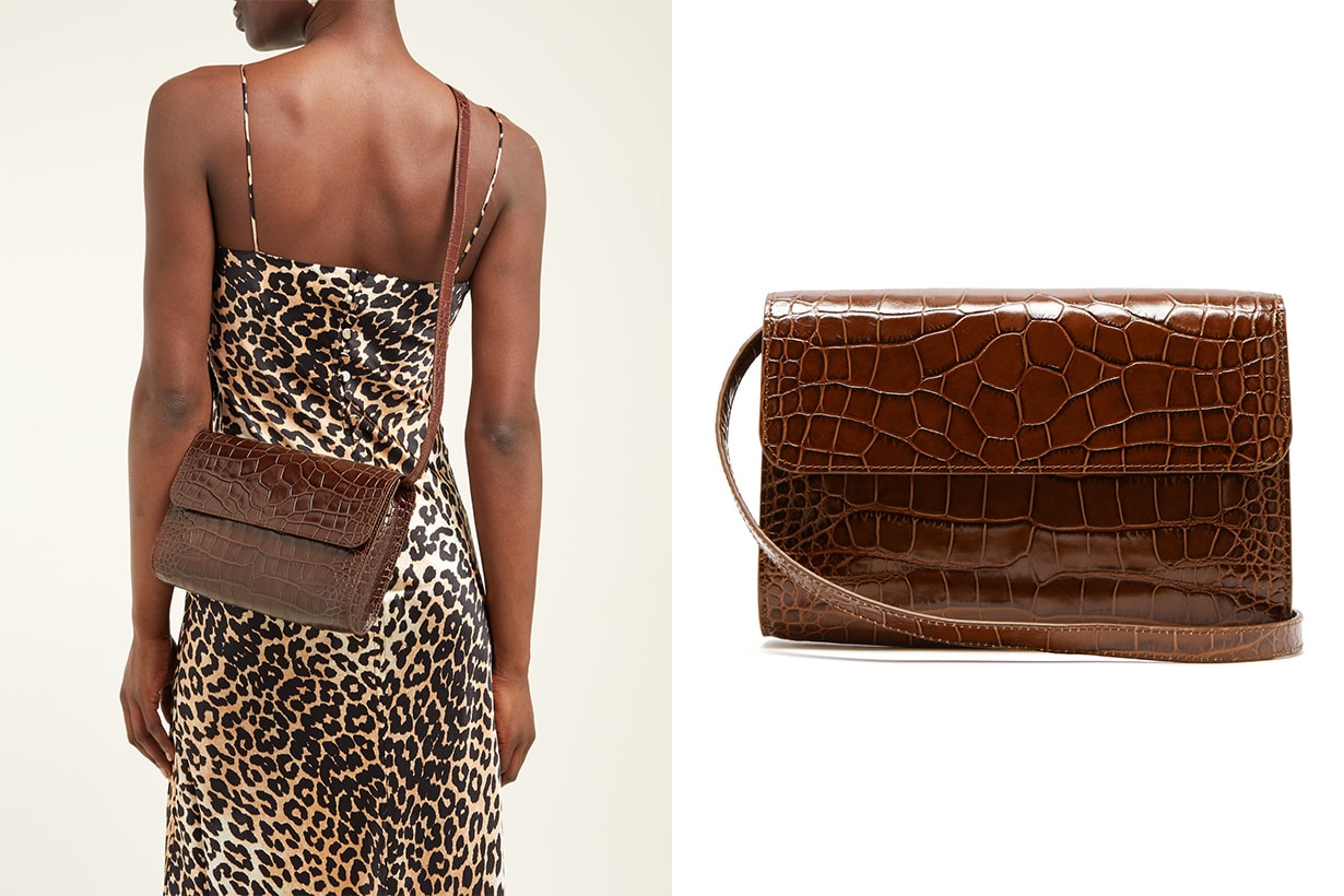 Crossover Crocodile-Effect Leather Shoulder Bag