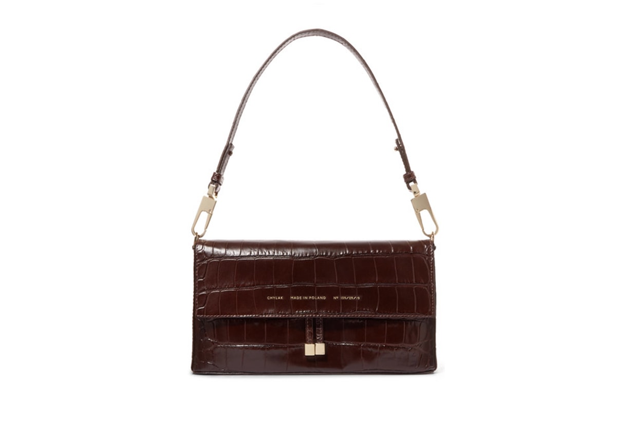 Flap Croc-Effect Leather Shoulder Bag