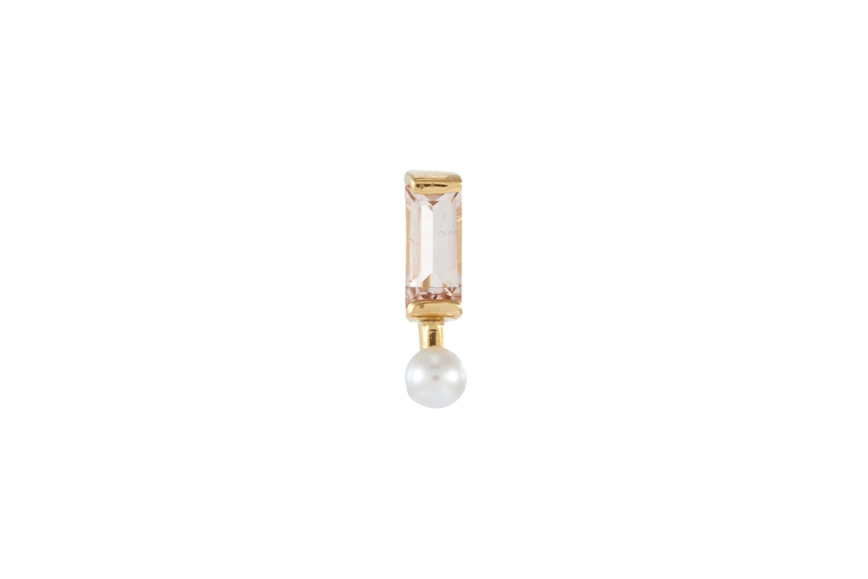 Gemstone Pearl 9k Yellow Gold Drop Single Earring