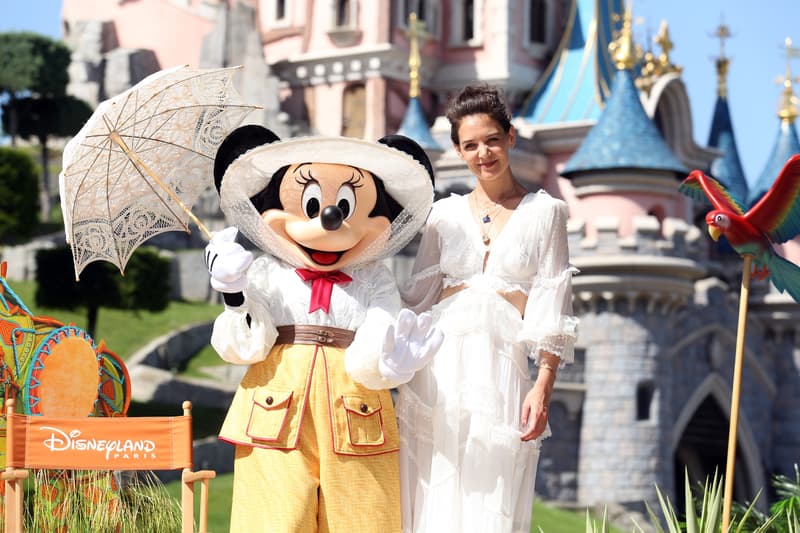 Katie Holmes Zimmerman white dress at Disneyland Paris