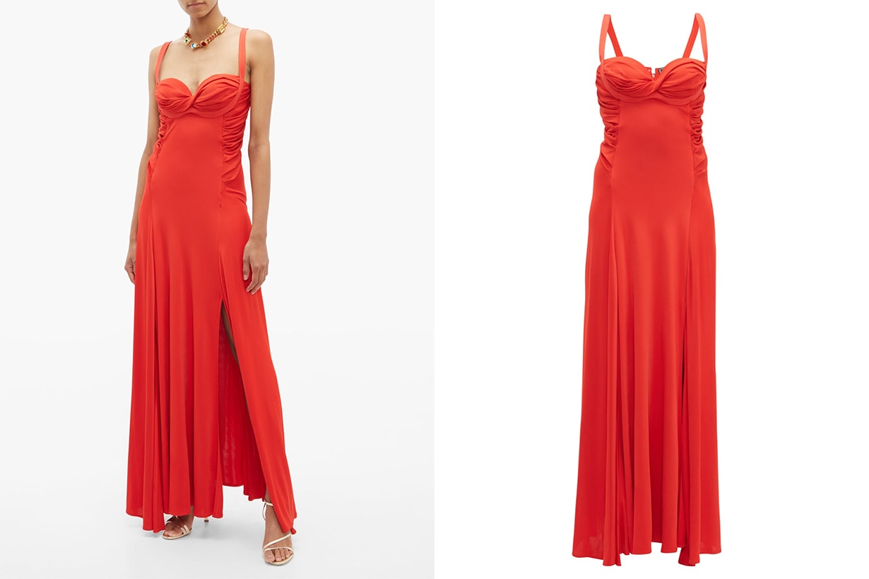 Gianni Versace Couture 1993 Ruched Slit-Front Gown