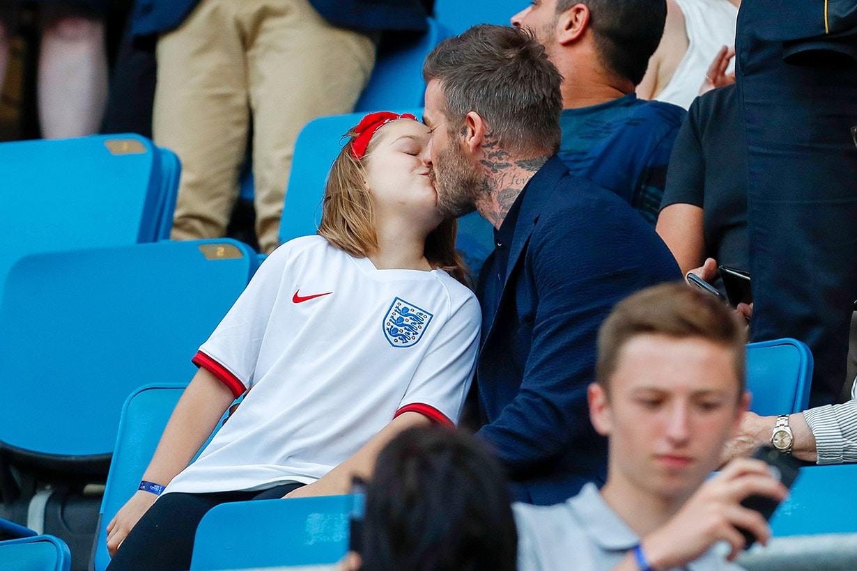 David beckham date with daughter harper soccer world cup