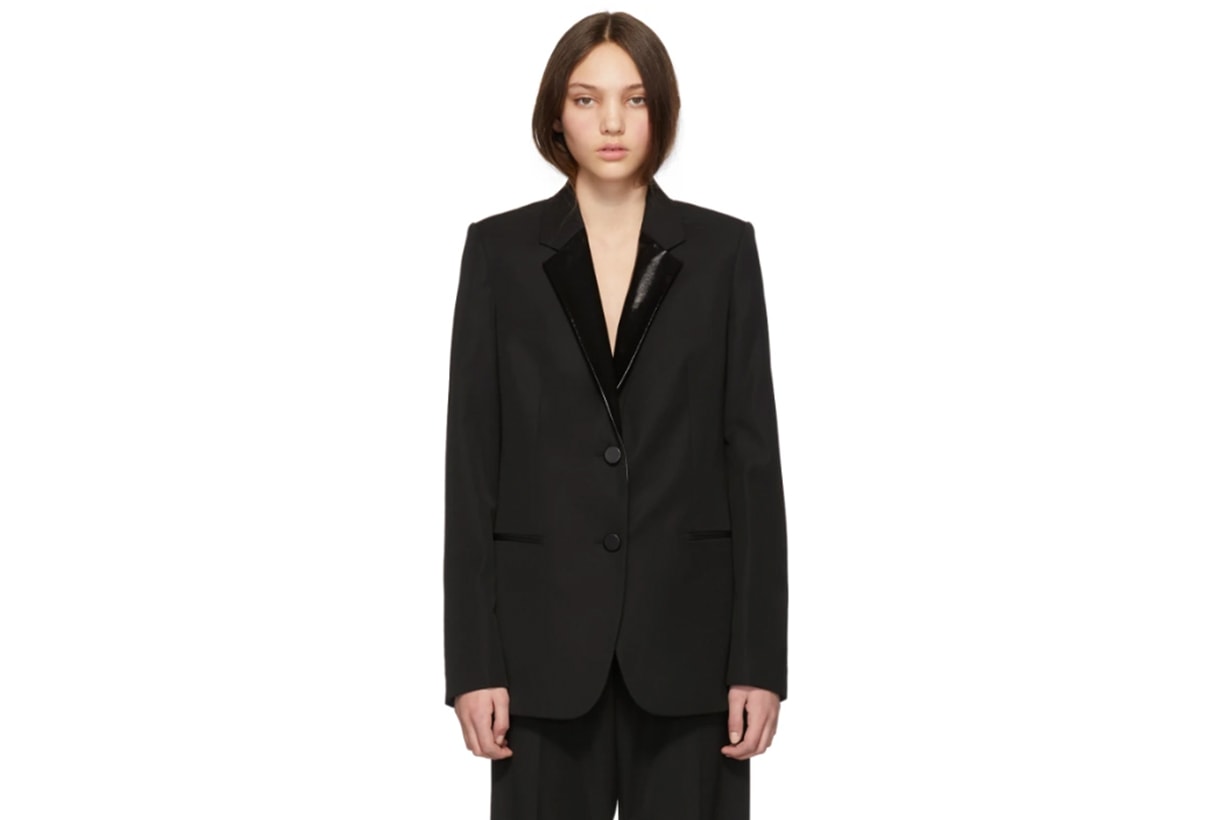 Helmut-Lang-Black-Shiny-Lapel-Blazer