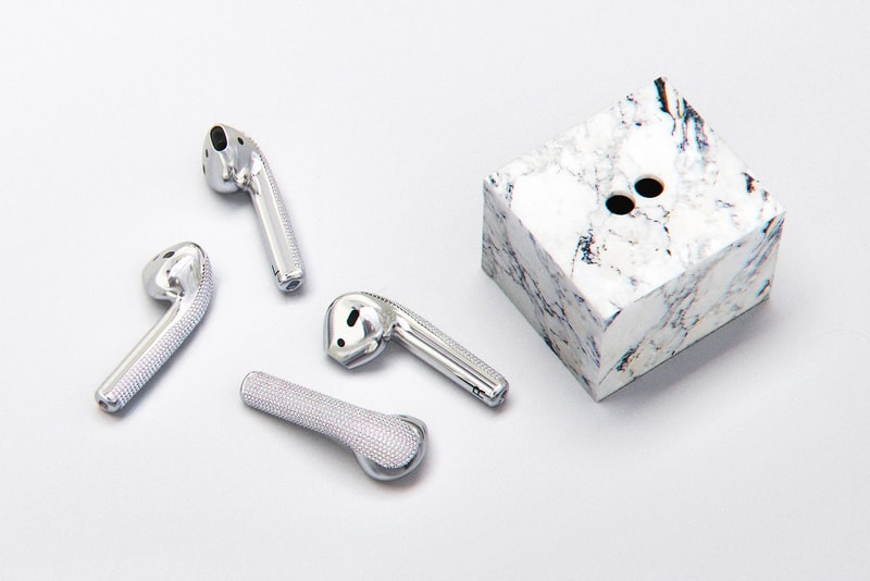 apple airpods custom diamond designer Ian delucca art gold marble