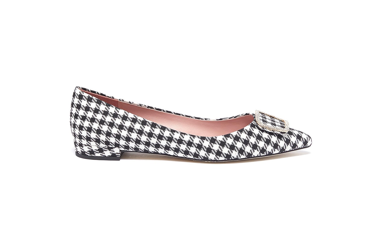 Janice Strass Brooch Houndstooth Skimmer Flats