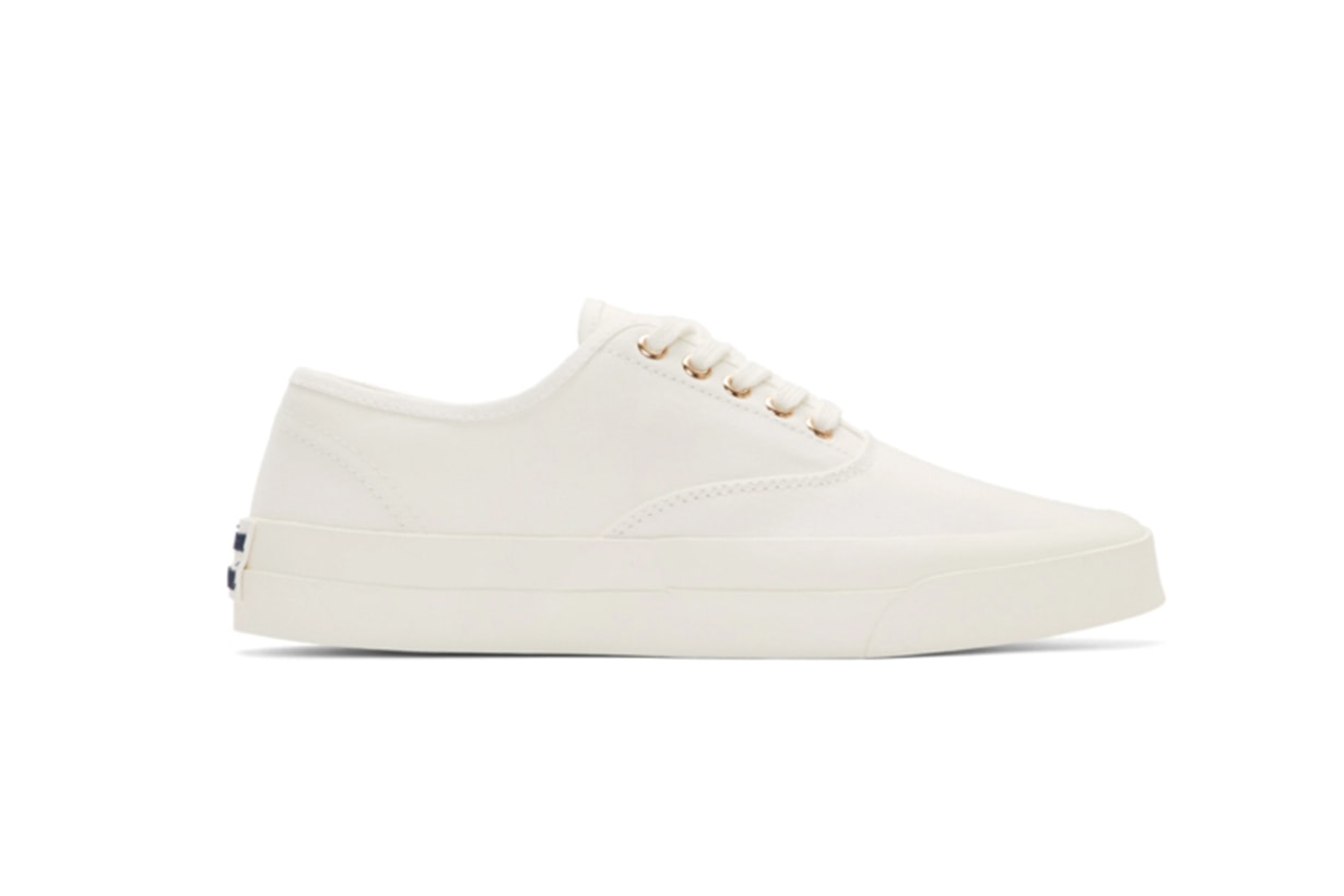 Maison Kitsuné White Canvas Laced Sneakers