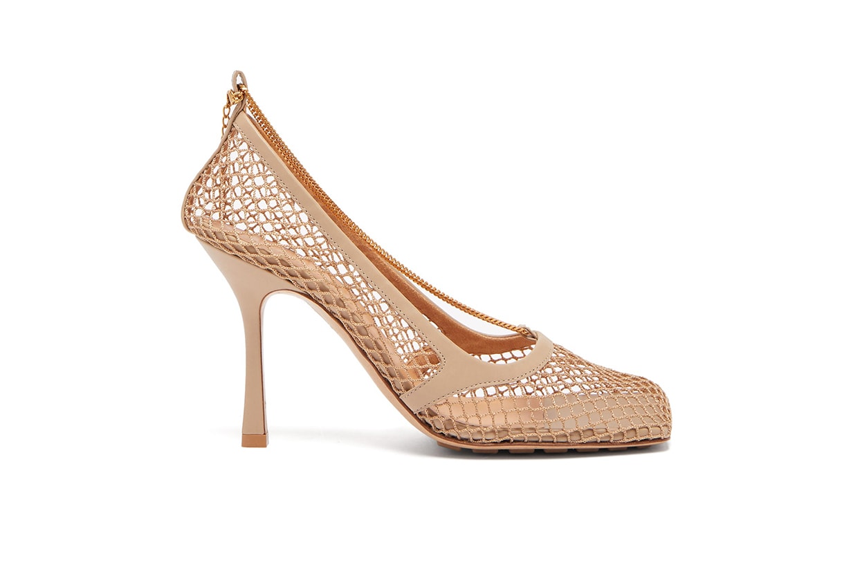 Mesh and Chain Square-Toe Pumps