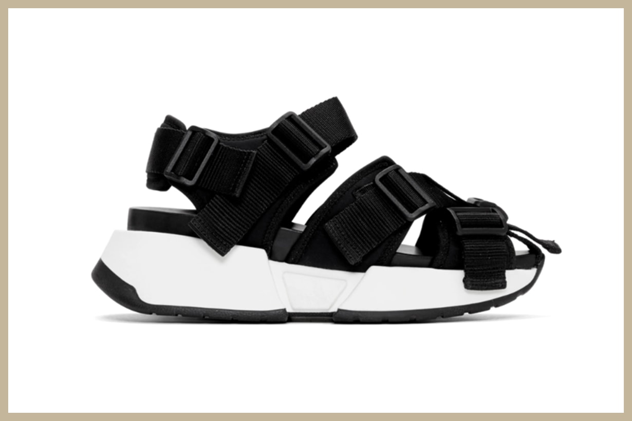 MM6 Maison Margiela Black Safety Strap Platform Sandals