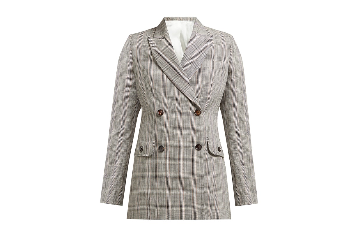 Moore Double-Breasted Cotton-Blend Check Blazer