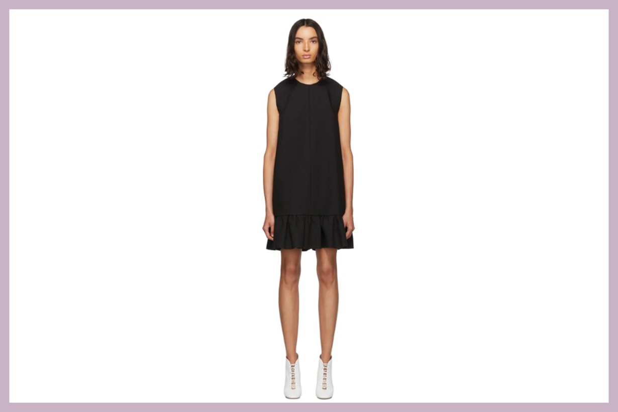 MSGM Black Double Layer Cady Crepe Dress