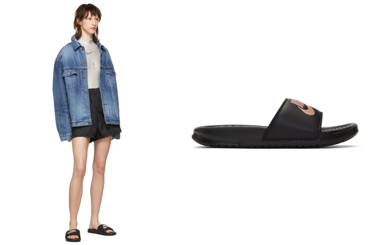 Nike Black & Rose Gold Benassi JDI Slides