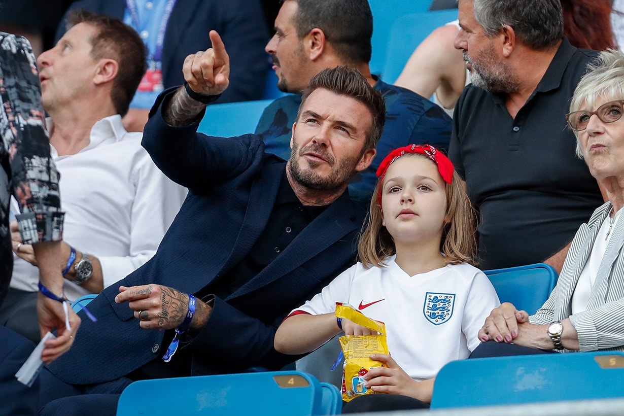 David beckham date with daughter harper soccer world cup