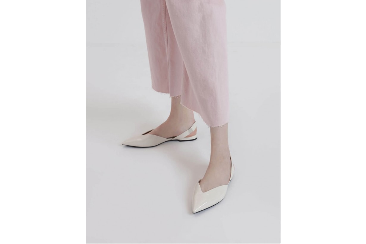 V-Cut Patent Slingback Flats