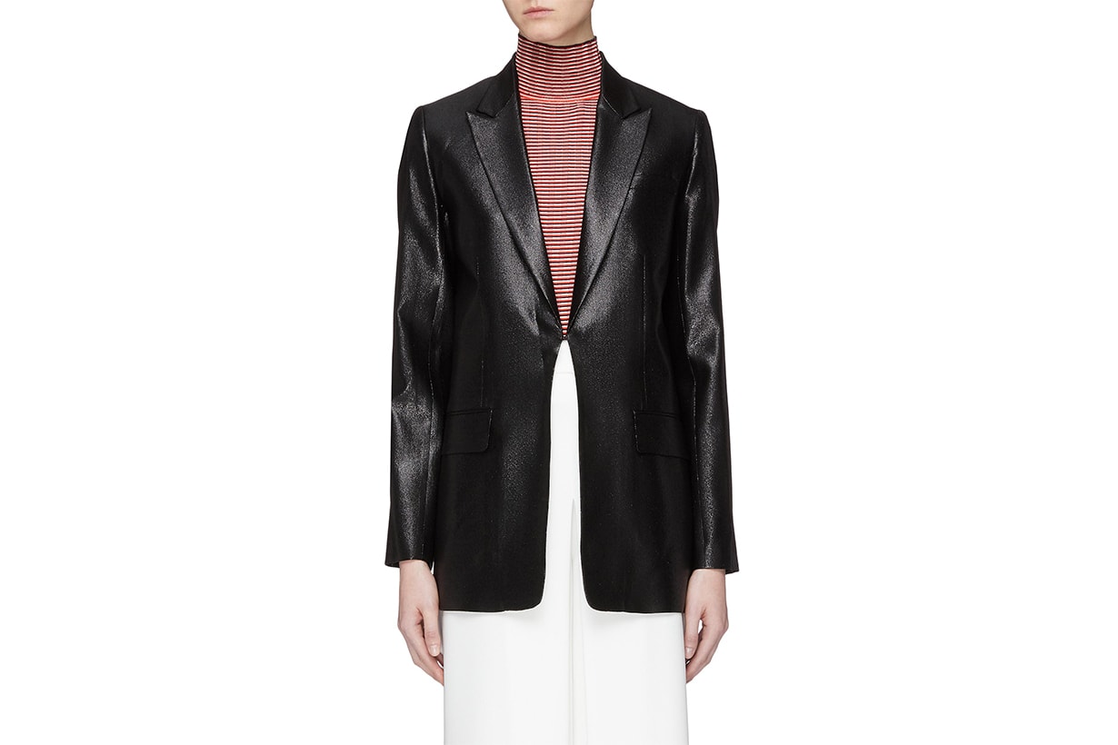 Victoria Victoria Beckham Peaked Lapel Metallic Blazer