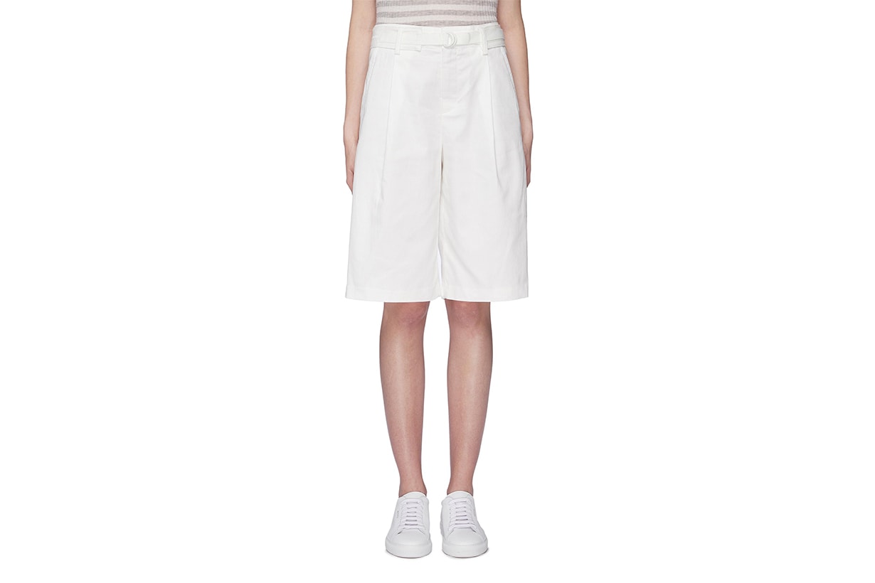 Vince Belted Oversized Cotton Linen Shorts